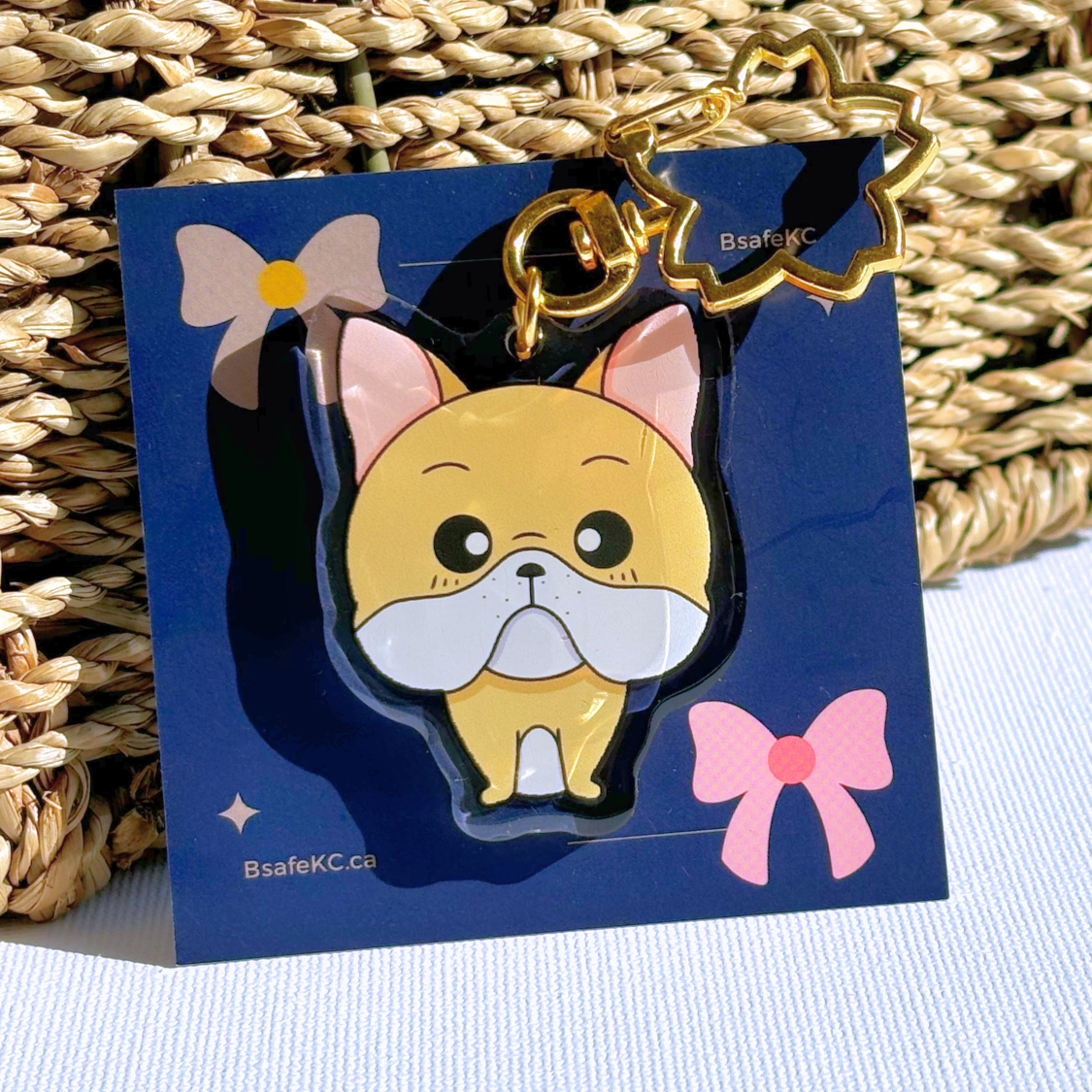 Cream & White French Bulldog Acrylic Dog Keychain | Handmade Charm | Cute Animal Lover Pet Loss Memorial Gift