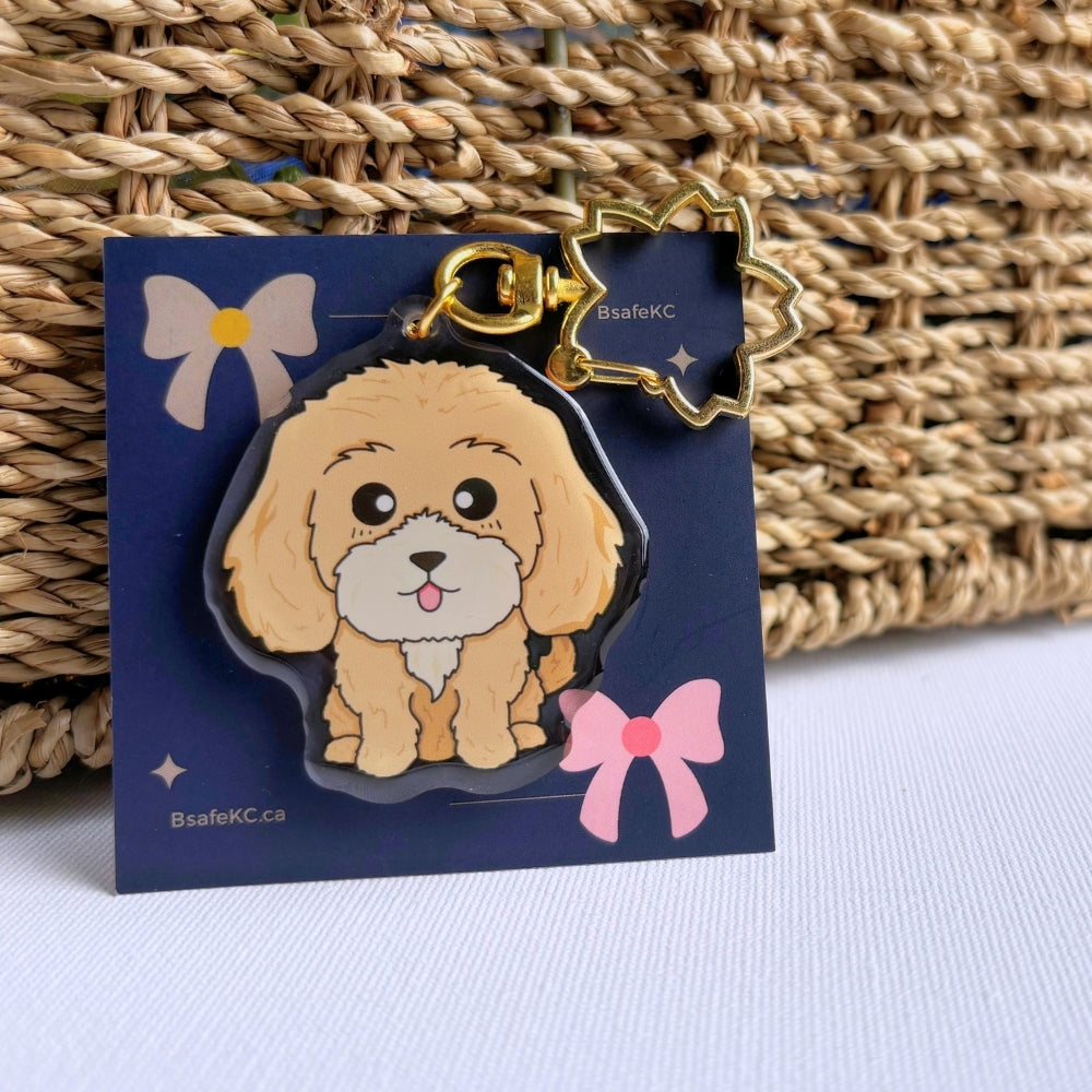Cream Cockapoo Acrylic Dog Keychain | Handmade Charm | Cute Animal Lover Pet Loss Memorial Gift