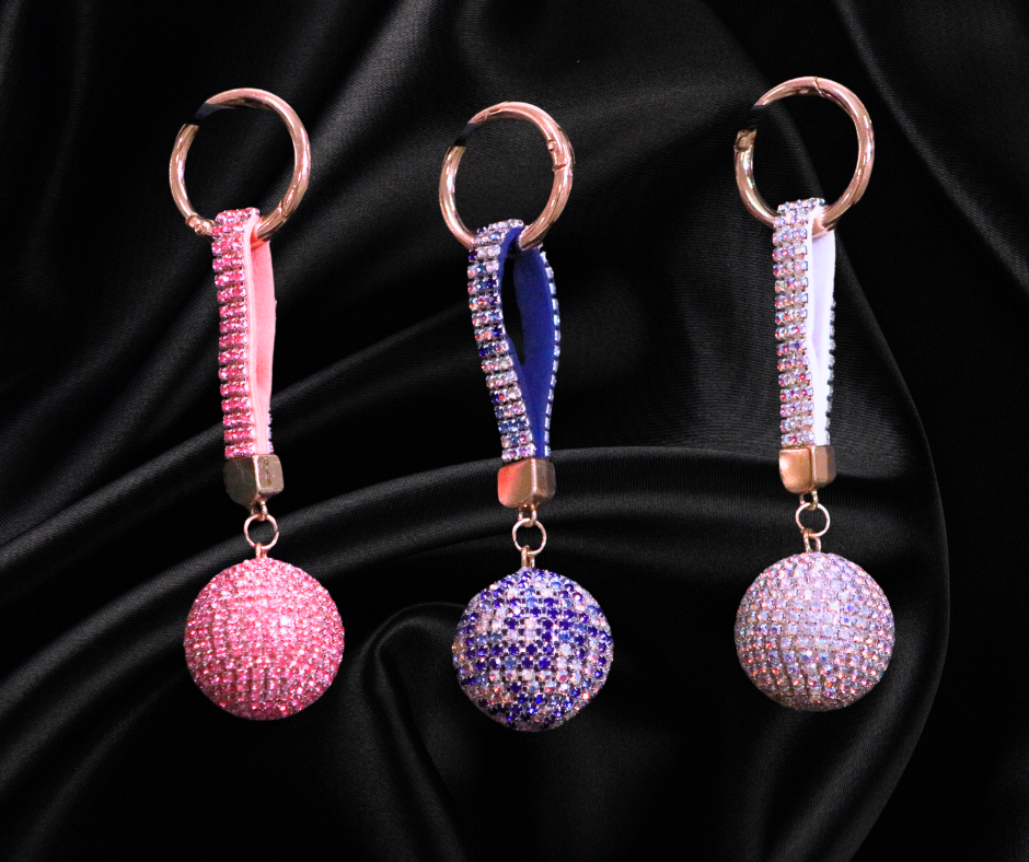 Disco ball bling keychain