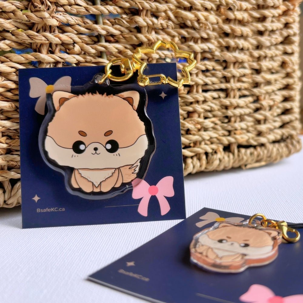 Brown pomeranian phone charm and keychain