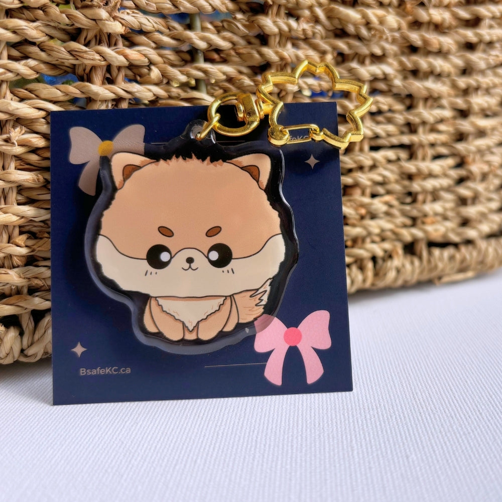 Dark Brown Pomeranian Acrylic Dog Keychain | Handmade Charm | Cute Animal Lover Pet Loss Memorial Gift