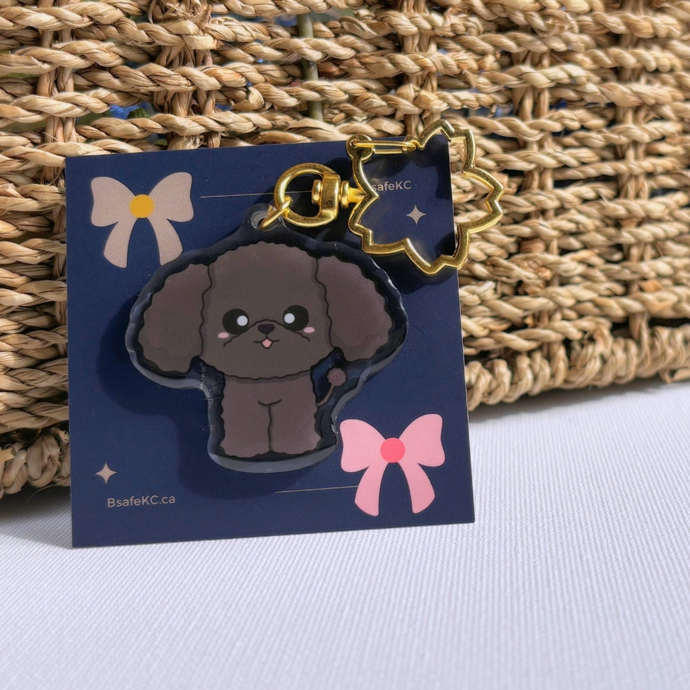 Black Poodle Acrylic Dog Keychain | Handmade Charm | Cute Animal Lover Pet Loss Memorial Gift