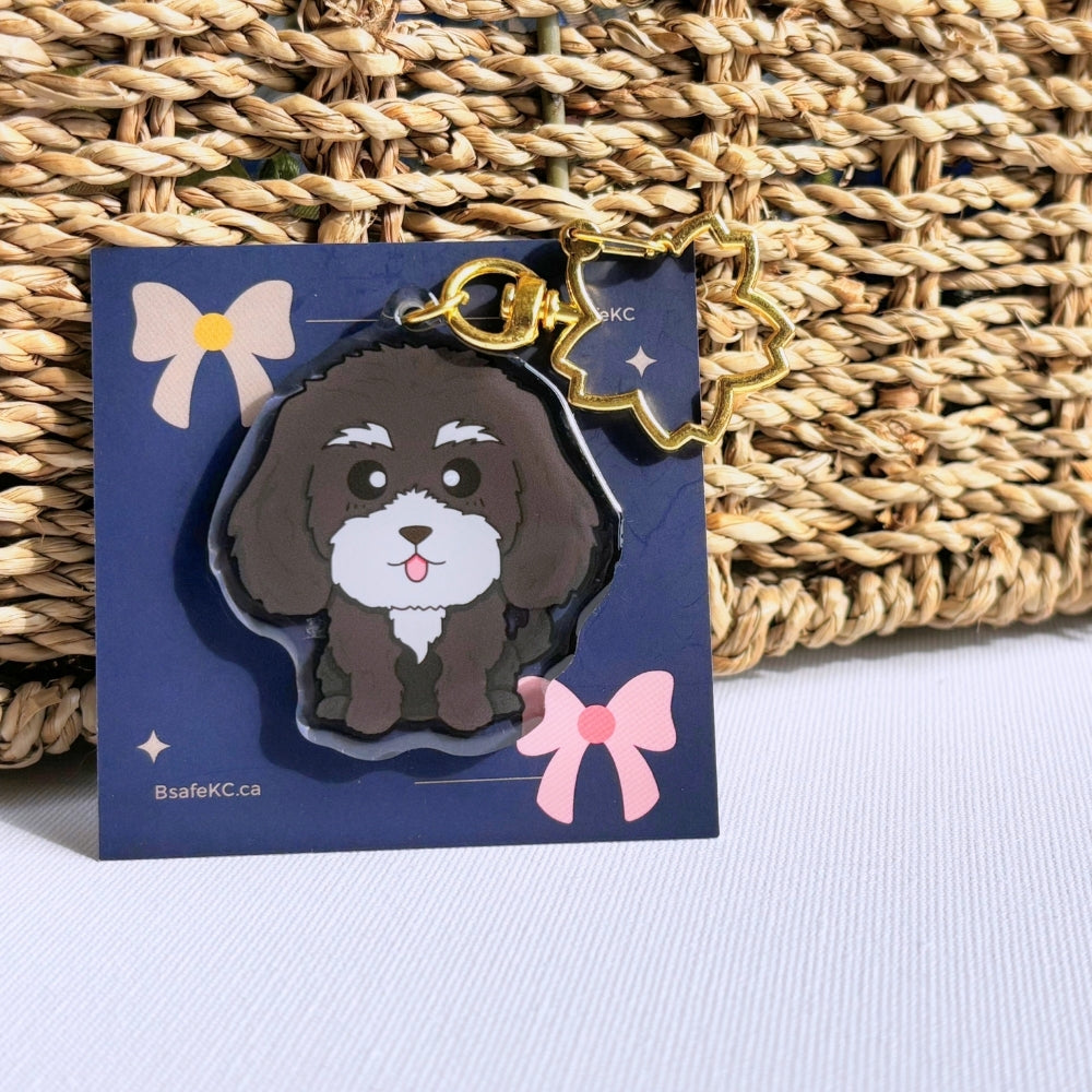 Black Cockapoo Acrylic Dog Keychain | Handmade Charm | Cute Animal Lover Pet Loss Memorial Gift