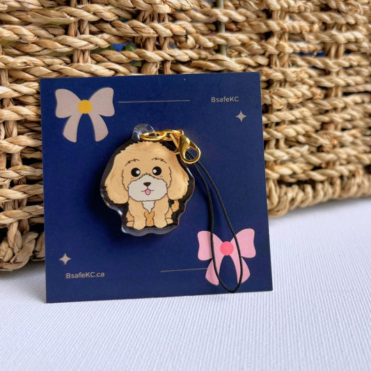 brown cockapoo phone charm
